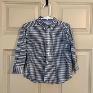 Little English Boys Blue Check Collared Shirt, 3T